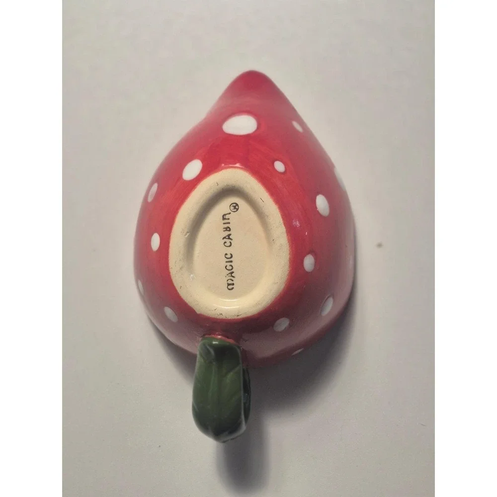 Magic Cabin Red Strawberry Polka Dot Ceramic Dish‎